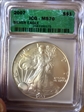 2007 one dollar silver eagle ms70