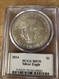 2014 $1 Silver Eagle Mercanti Signature MS70