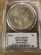 2015 $1 Silver Eagle First Strike Mercanti Signature MS70
