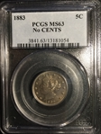 1883 5C No CENTS MS63
