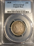 1838 25C Capped Bust XF45