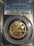 2018-S $1 American Innovation Series  Washington-Signed 1st Patent PR69DCAM