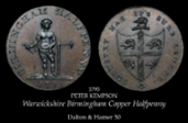 1793 Halfpenny Warwickshire Birmingham Halfpenny D&H 50 Raw