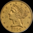 1856 $5 AU50