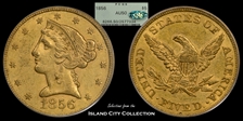1856 $5 AU50