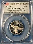2022-S 25C Maya Angelou-Silver First Day of Issue PR70DCAM