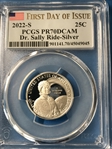 2022-S 25C Dr. Sally Ride-Silver First Day of Issue PR70DCAM