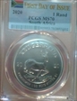 2020 1 Rand Krugerrand Silver First Day of Issue MS70