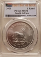 2020 1 Rand Krugerrand Silver First Day of Issue MS70