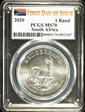 2020 1 Rand Krugerrand Silver First Day of Issue MS70