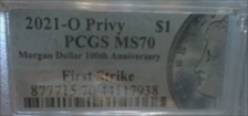 2021-O Privy $1 Morgan Dollar 100th Anniversary First Strike MS70