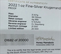 2022 1 Rand Krugerrand Silver First Strike PR70DCAM