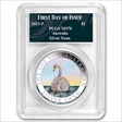 2023-P $1 Silver Swan Colorized First Day of Issue MS70