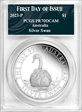 2023-P $1 Silver Swan  First Day of Issue PR70DCAM