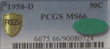 1958-D 50C MS66