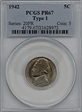 1942 5C Nickel PR67