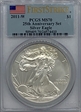 2011-W $1 Burnished Silver Eagle 25th Anniversary Set First Strike SP70