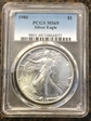 1986 $1 Silver Eagle MS69