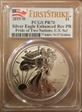 2019-W $1 Silver Eagle Enhanced Rev PR Pride of Two Nations, U.S. Set First Strike PR70