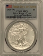 2021-(W) $1 Silver Eagle - Type 1 Struck at West Point First Day of Issue MS70