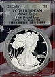 2023-W  $1 Silver Eagle First Day of Issue Flag Picture Frame PR70DCAM
