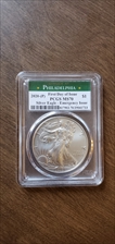 2020-(P) $1 Silver Eagle - Emergency Issue Struck at Philadelphia First Day of Issue MS70