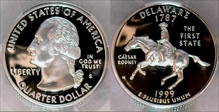 1999-S 25C Delaware Silver PR70DCAM