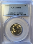 1943-S 5C MS65