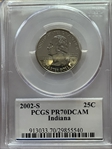 2002-S 25C Indiana PR70DCAM