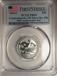 2018-S 25C Cumberland Is. NP-Silver Rev PR 50th Anniversary Set First Strike PR69