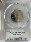 2001-S 25C New York PR70DCAM