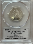 2005-S 25C West Virginia Silver PR70DCAM