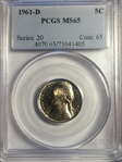 1961-D 5C MS65