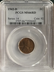 1942-D 1C MS66RD