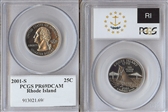 2001-S 25C Rhode Island PR69DCAM