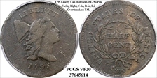 1795 1/2C Plain Edge, No Pole VF20BN