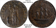 1795 Cent Talbot, Allum & Lee Lettered Edge AU55BN