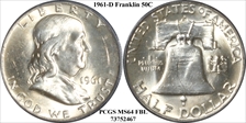 1961-D 50C MS64FBL