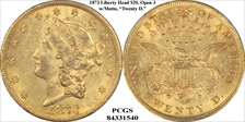 1873 $20 Open 3 AU58