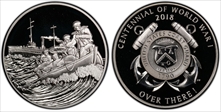 2018-P Medal WWI Centennial - Coast Guard First Strike PR69DCAM