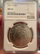 1921-D $1 MS65