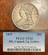 1839 50C Capped Bust VF20