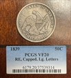 1839 50C Capped Bust VF20
