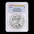 2019-W $1 Silver Eagle Enhanced Rev PR Pride of Two Nations, U.S. Set First Strike PR70