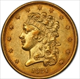1834 $5 Classic Head, Plain 4 AU55