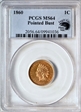 1860 1C Pointed Bust MS64