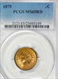 1875 1C MS65RD