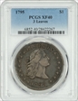 1795 $1 Flowing Hair, 3 Leaves XF40