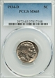 1934-D 5C MS65