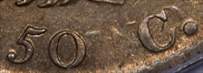1813 50C 50C/UNI AU58+